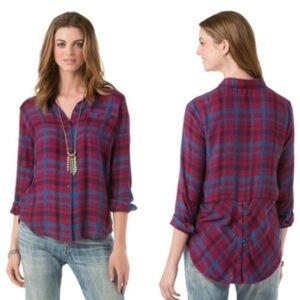 Lucky Brand Red and Blue Plaid Button-Down Shirt